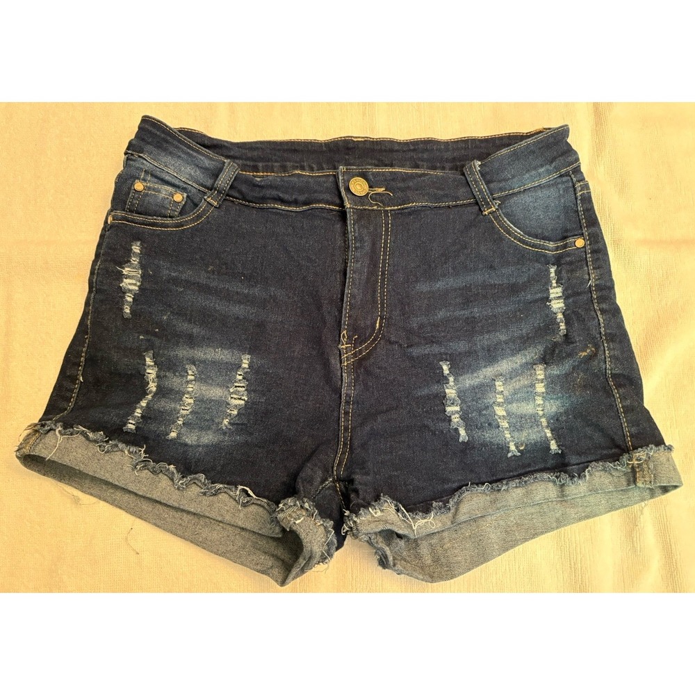 Girls Distressed Dark Wash Denim Shorts L/XL‎